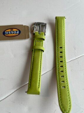 Fossil 12mm wide green leather watch band.